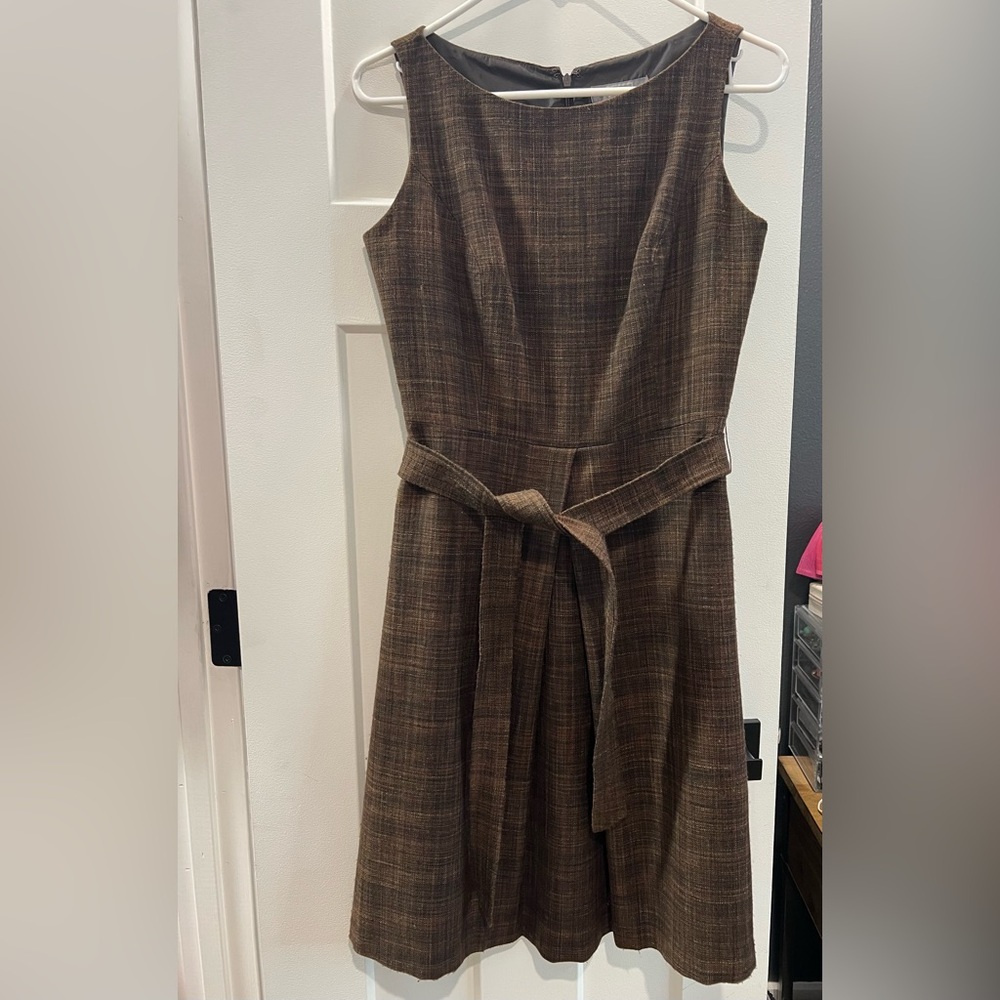 Merona Brown Plaid Midi Dress
